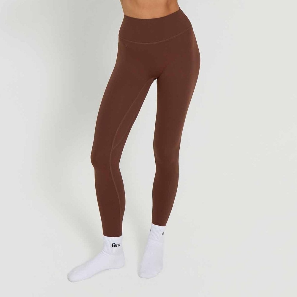 Fern‎ Fitness Core High Waisted Leggings Espresso Brown Womens Small Activewear